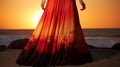 Elegant Dark Red Gown: Stunning Maxi Skirt For Beach Sunset Photoshoot