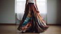 Mysterious Elegance: Beautiful Maxi Skirt With Swirling Colors