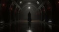 Futuristic Victorian Dark Hallway With Mysterious Figure