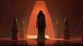 Eerie Encounter: A Mysterious Figure In An Egyptian-inspired Hallway