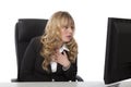 Woman staring in consternation at her monitor