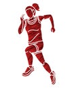 A Woman Start Running Action Marathon Runner Cartoon Sport Graphic