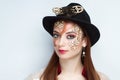 Woman steam punk make up