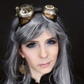 Woman with steampunk glasses