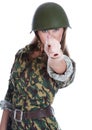 Woman in a steel helmet Royalty Free Stock Photo