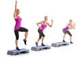 Woman step aerobics exercise Royalty Free Stock Photo