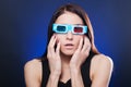 Woman in stereo glasses Royalty Free Stock Photo