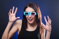 Woman in stereo glasses Royalty Free Stock Photo