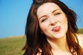 Woman sticking her tongue out Royalty Free Stock Photo