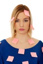 Woman with sticky notes. Royalty Free Stock Photo