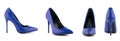 Woman stiletto high heel shoes isolated blue