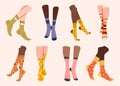 Woman stocking vector cartoon set icon. Royalty Free Stock Photo