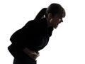 Woman stomach pain cramp silhouette Royalty Free Stock Photo