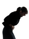 Woman stomach pain cramp silhouette Royalty Free Stock Photo