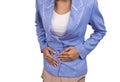 Woman stomach pain. Royalty Free Stock Photo