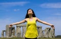 Woman at Stonehenge (England) Royalty Free Stock Photo