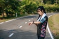 A woman stood relaxed after exercising