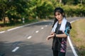 A woman stood relaxed after exercising