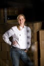 Woman in storage room