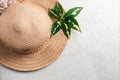 Woman Straw hat on White background Royalty Free Stock Photo