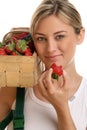 Woman with strawberries Royalty Free Stock Photo