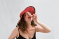 Woman, strawberry and hat