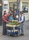 Woman Street Vendors at Historic Center of Quito Royalty Free Stock Photo