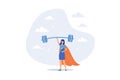 Woman strength powerful superhero, lady leadership or success female leader, pride, ambition, effort or business champion concept Royalty Free Stock Photo