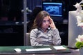 Woman in stress in front of computer Royalty Free Stock Photo