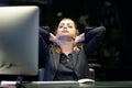 Woman in stress in front of computer Royalty Free Stock Photo