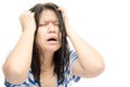 Woman stressed is going crazy pulling her hair in frustration. Royalty Free Stock Photo