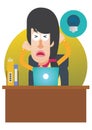 woman stressed out at work. Vector illustration decorative design Royalty Free Stock Photo