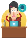 woman stressed out at work. Vector illustration decorative design Royalty Free Stock Photo
