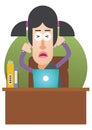woman stressed out at work. Vector illustration decorative design Royalty Free Stock Photo