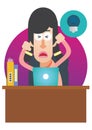 woman stressed out at work. Vector illustration decorative design Royalty Free Stock Photo
