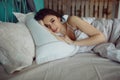 Woman stretching in bed after wake up Royalty Free Stock Photo