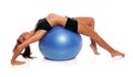 Woman Stretching On Fitness Ball