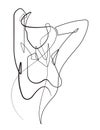 Woman Stretching Her Arms Back One Continuous Line Cartoon Vector Graphic Illustration