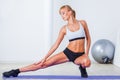 Woman stretching muscles