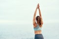 Woman, stretching or yoga for meditation, pilates or wellness for zen or relax for exercise or workout. Yogi, fitness or