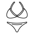 Woman striped swimwear icon, outline style