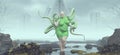 Woman Strong Muscular Green Cyber Punk Fantasy Body Positivity Large Superhero Tentacles