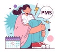 Woman struggle from strong PMS and abdominal pain during periods.