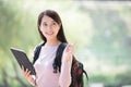 Woman student with digital tablet Royalty Free Stock Photo