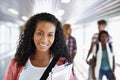 Woman, student and smile on college campus, portrait and ready for university and education. Female person, scholarship Royalty Free Stock Photo