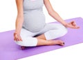 Woman, studio and yoga with meditation, pregnant and spirituality for health or wellness. Mother, rest and confidence Royalty Free Stock Photo