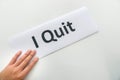 Woman submit resignation letter of I quit in office