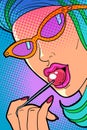 Woman sucking a Lollipop