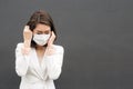 Woman suffer from sick and wearing face mask. Royalty Free Stock Photo