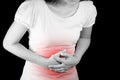 Woman suffer from stomachache or Gastroenterology. Royalty Free Stock Photo